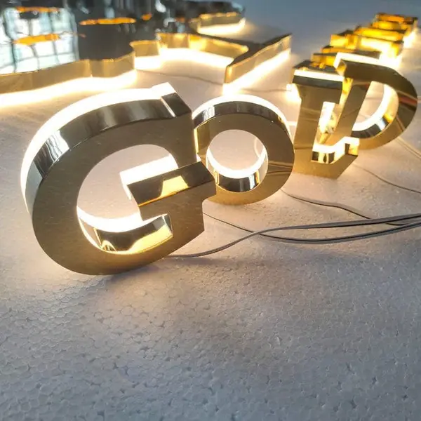 Backlit gold 3D letters