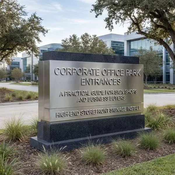 Monument Sign Design for Corporate Office Park Entrances – A Practical Guide for Sign Shops and Business Buyers