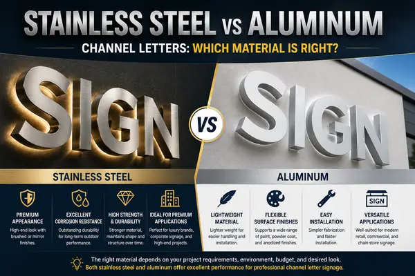 Stainless Steel vs Aluminum Signage: What 27 Years on the Factory Floor Taught Me About Durability and Cost