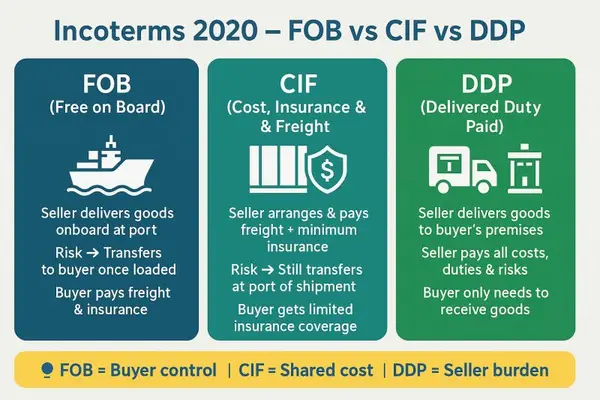 FOB vs CIF vs DDP: Incoterms for Signage Importing Explained