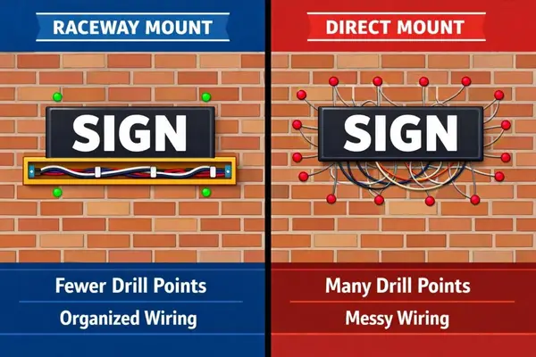 Raceway vs Direct vs Flush Mount Sign Installation: The Honest Guide
