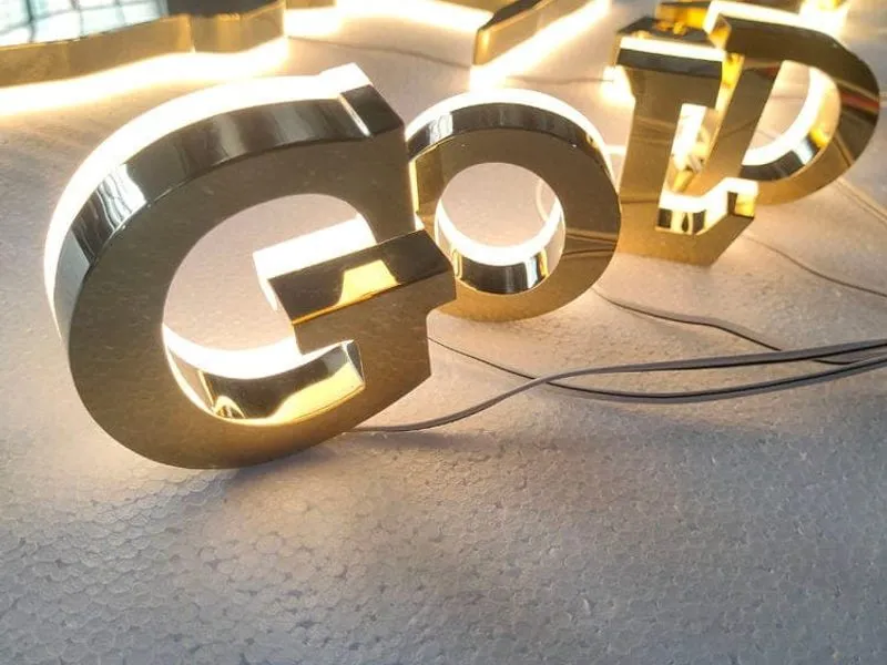 Hotel backlit facade letters