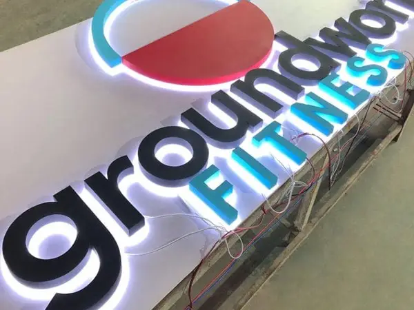 Gas station directional sign