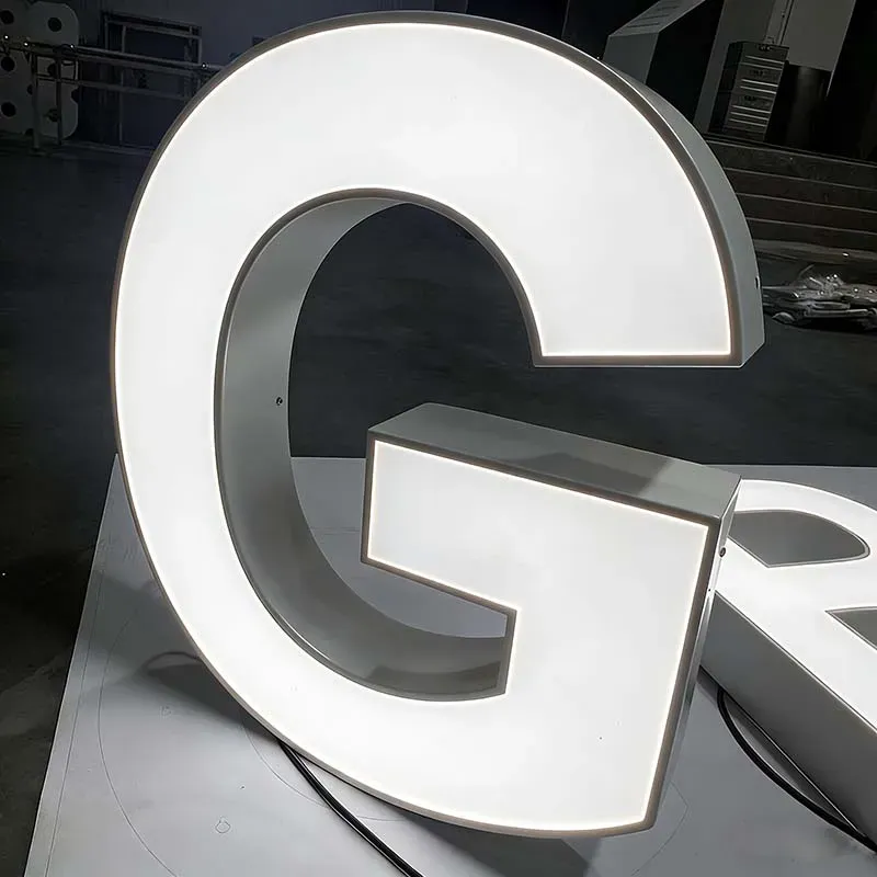White channel letters with bright white LED face