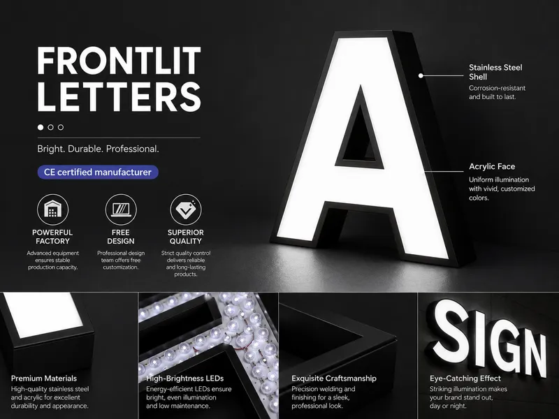 Medium channel letters storefront sign