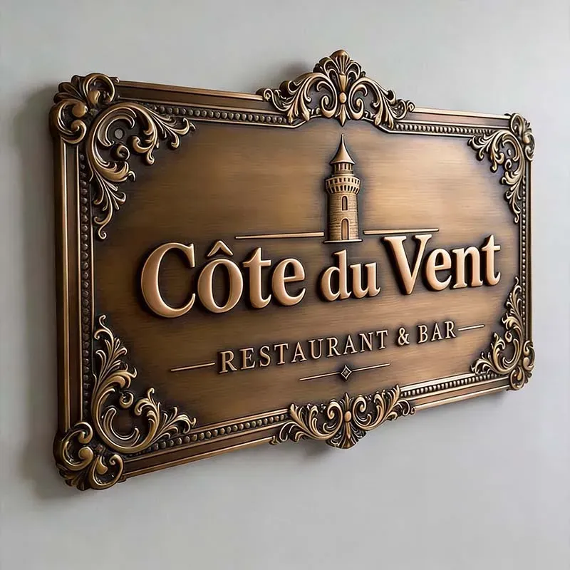 Aluminum embossed relief sign